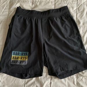 Barry’s Lululemon athletic shorts.
